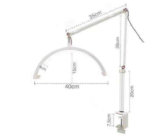 Изображение 2 Бестеневая настольная лампа HD-М3X-pro (40 см) на струбцине для освещения (+держатель для телефона) черная, 20 Вт