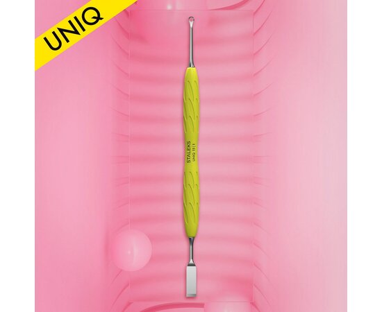 Зображення 2 Лопатка манікюрна з силіконовою ручкою Staleks Pro Gummy Uniq 11 Type 1 (пушер плоский прямий + кільце)