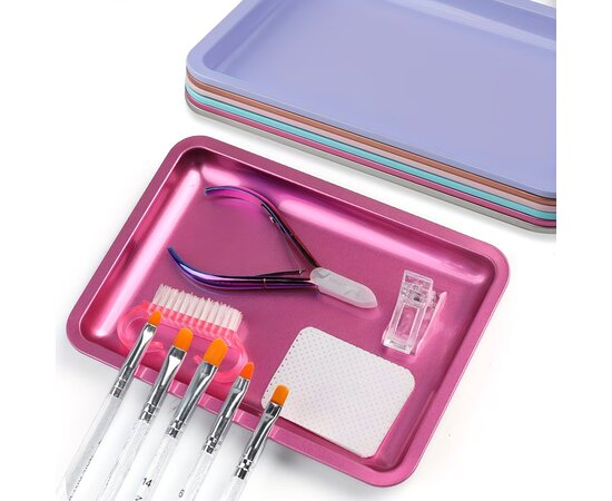 Изображение 2 Rectangular cosmetic tray metal 12.5x18 cm dark pink