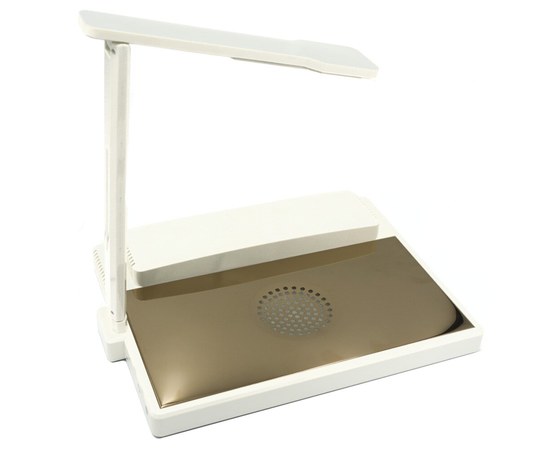 Зображення  Витяжка для манікюру з лампою, підлокітником, металевою сіткою