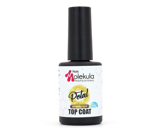 Изображение  Top for gel polish without sticky layer Nails Molekula gold no sticky with gold foil