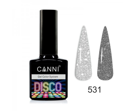 Зображення  Світловідбиваючий гель-лак Disco CANNI №531 7,3 мл, Діамантовий блиск, Цвет №: 531