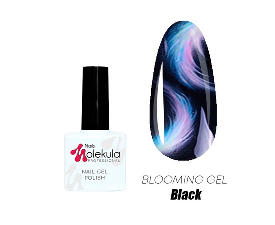 Изображение  Gel polish Nails Molekula Blooming with spreading effect 11 ml, black, Color No.: Black