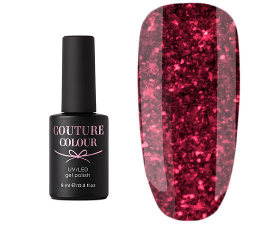 Изображение  Gel Polish Couture Color 072, raspberry with shimmer and sparkles, 9 ml, Color No.: 72