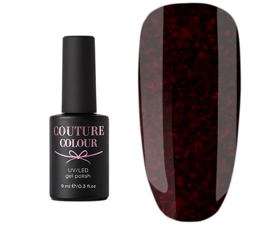 Изображение  Couture Color 075 Gel Polish, red-burgundy with red sparkles, 9 ml, Color No.: 75