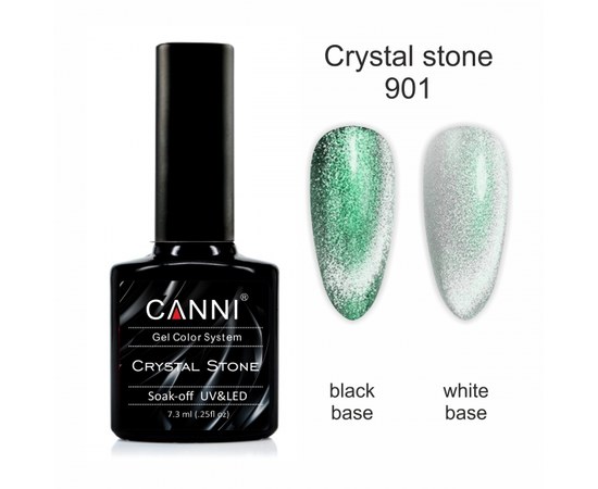 Зображення  Гель-лак CANNI Crystal Stone 901 срібло/зелений, 7,3 мл, Цвет №: 901
