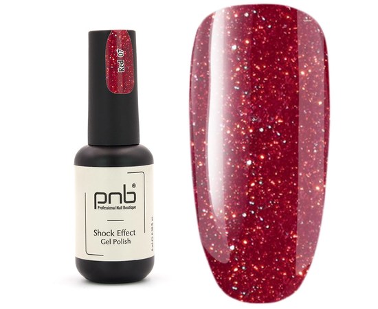 Изображение  Gel polish for nails PNB Shock Effect 8 ml, № 07 Red, Color No.: 7