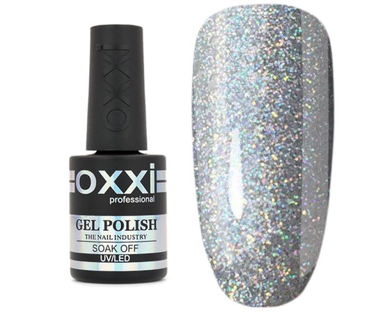 Изображение  Гель-лак для ногтей Oxxi Professional 10 мл, № 251 серебристый с голографическими блестками, Цвет лака №: 251