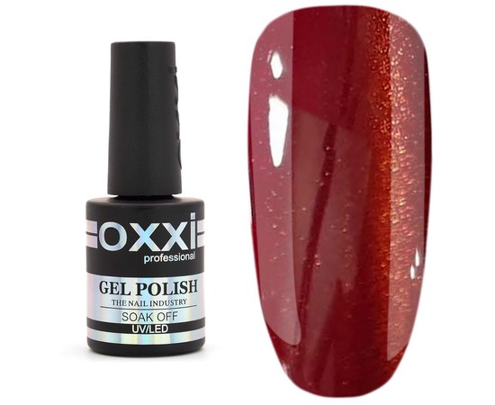 Зображення  Гель-лак для нігтів Oxxi Professional Cat Eyes 10 мл, № 68 коричнево-червоний, Колір лаку №: 68