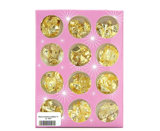 Изображение  Set of crinkled foil for manicure 12 pcs, gold