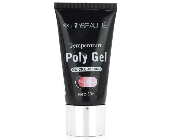 Изображение 2 Термо полигель Lilly Beaute Temperature Poly Gel 30 мл, № 01 светло-розовый в лиловый