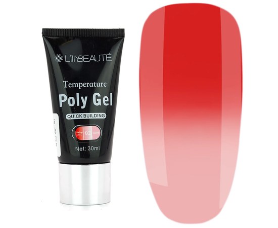 Изображение  Thermo polygel Lilly Beaute Temperature Poly Gel 30 ml, № 02 raspberry to pink