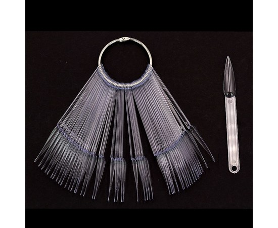 Изображение  Nail polish palette fan on a ring 12 cm 50 pcs, transparent