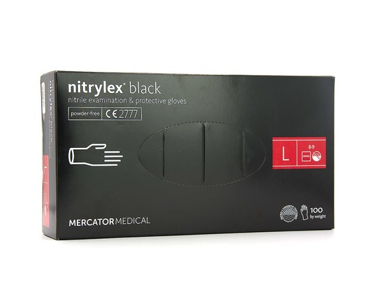 Зображення  Рукавички нітрилові Mercator Medical nitrylex 100 шт, L Чорні