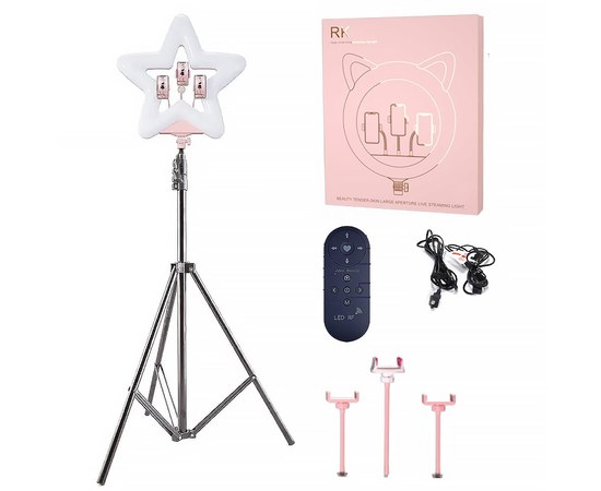 Изображение  Ring lamp with pole 47 cm star with stand Ring Light RK 50, 48 W