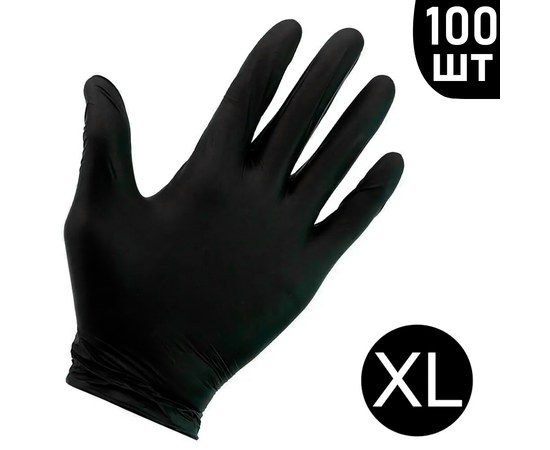 Зображення  Рукавички нітрилові непудровані чорні Tomik 100 шт, XL, Розмір рукавичок: XL