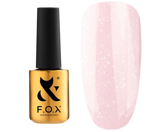 Изображение  Base for gel polish FOX Color Shimmer Base 14 ml No. 004, nude pink with microshine, Color No.: 4