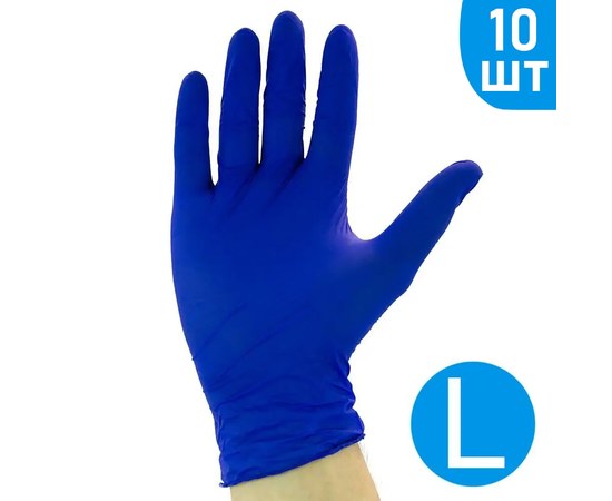 Зображення  Рукавички латексні одноразові щільні 10 шт, L, Розмір рукавичок: L