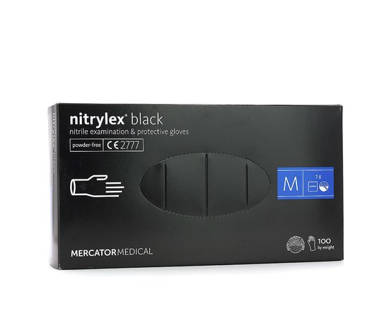 Изображение  Nitrile gloves Mercator Medical nitrylex 100 pcs, M Black, Glove size: M