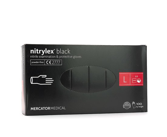 Изображение  Nitrile gloves Mercator Medical nitrylex 100 pcs, L Black, Glove size: L