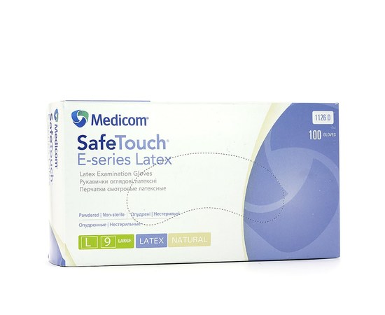 Изображение  Перчатки латексные Medicom Safe Touch E - series 100 шт, L Белые