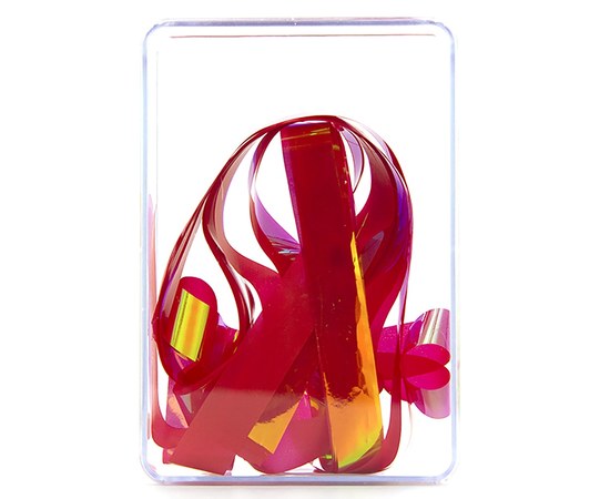 Изображение  Фольга голографическая узкая для дизайна ногтей в пластиковой упаковке, красная