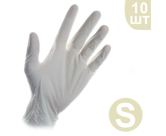 Зображення  Рукавички латексні пудровані білі 10 шт, S, Розмір рукавичок: S