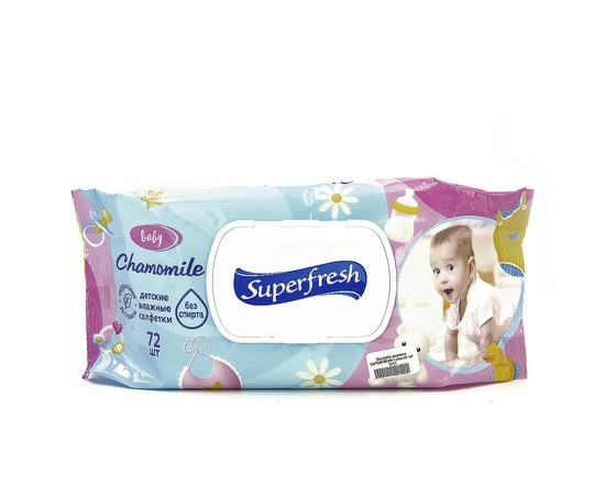 Изображение  Wet wipes for children and mothers "Chamomile" with valve, 72 pcs