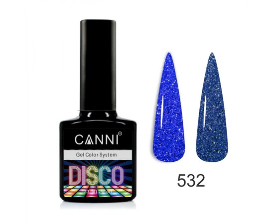 Изображение  Светоотражающий гель-лак Disco CANNI №532 Синяя лазурь, 7,3 мл, Цвет №: 532