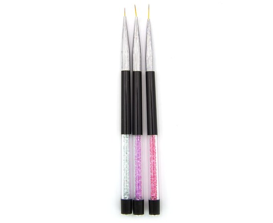 Изображение  Set of brushes for nail art 3 pcs liner with rhinestones
