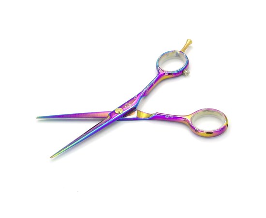 Зображення  Ножиці для стрижки ESTET фіолетовий хамелеон із квіткою 5.5
