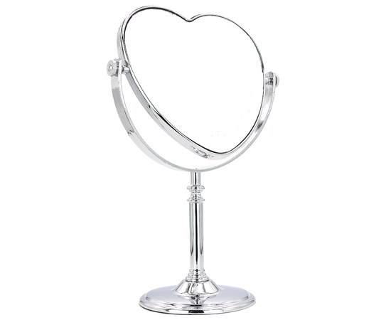 Изображение  Cosmetic mirror double-sided silver heart 16x15 cm