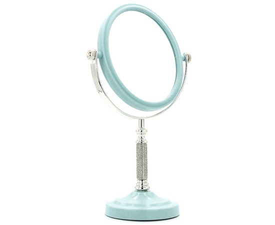 Изображение  Double-sided cosmetic mirror with rhinestones, oval, 11x14 cm