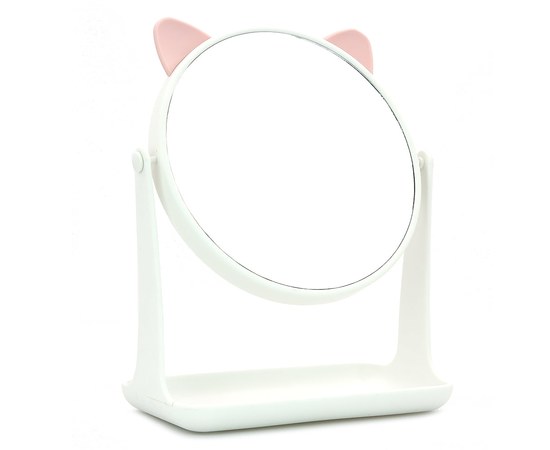 Изображение  Cosmetic mirror, on a stand with ears Ø17 cm, white