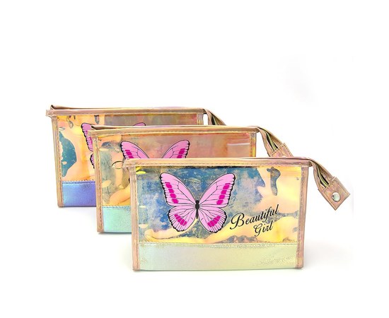Изображение  Косметичка - сумочка прозрачная бабочка К 55, цвет в ассортименте