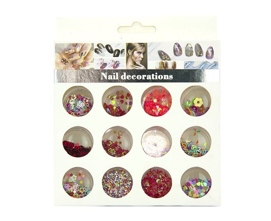 Зображення  Декор для нігтів набір 12 кольорів