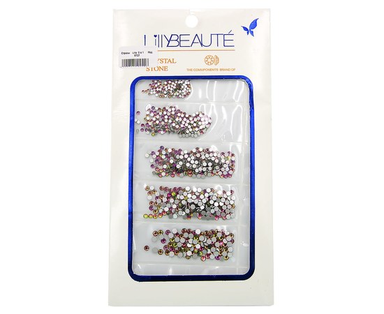Изображение  Rhinestones for manicure Lilly Beaute 5 in 1 mix of colors and sizes, packaging