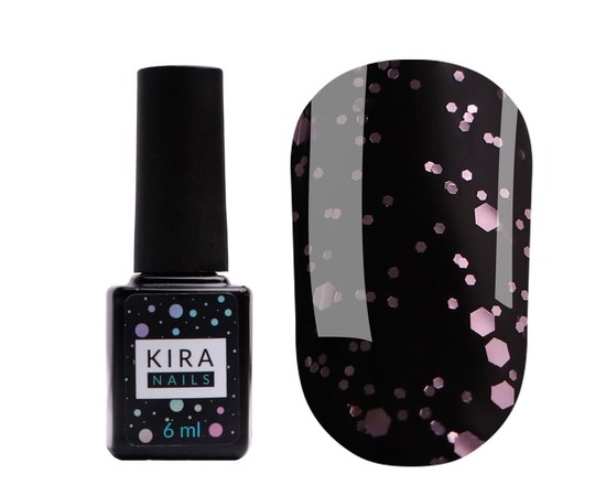 Изображение  Kira Nails No Wipe Top Pink Yogurt - top without a sticky layer with pink crumbs, 6 ml
