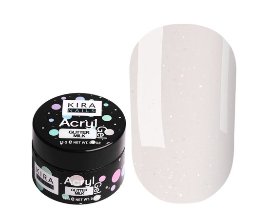 Зображення  Акрил-гель для нігтів Kira Nails Acryl Gel Glitter Milk, 15 г