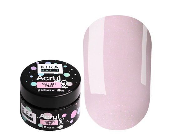 Зображення  Акрил-гель для нігтів Kira Nails Acryl Gel Glitter Pink, 15 г