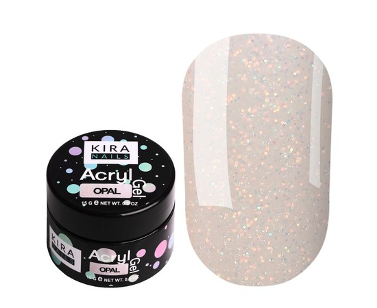 Изображение  Акрил-гель для ногтей Kira Nails Acryl Gel Glitter Opal, 15 г