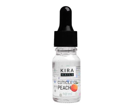 Зображення  Kira Nails Cuticle Oil Peach – олійка для кутикули з піпеткою, персик, 10 мл, Аромат: Персик, Об'єм (мл, г): 10