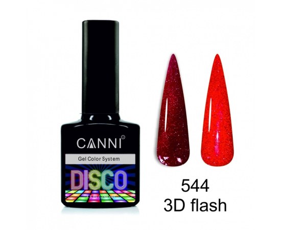 Изображение  Reflective gel polish Disco 3D flash CANNI No. 544 sparkling red, 7.3 ml, Color No.: 544