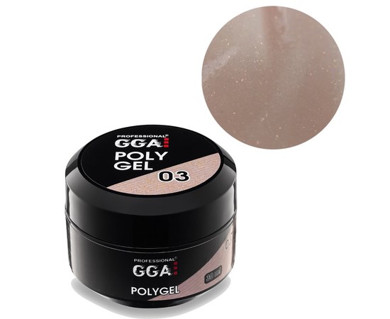 Изображение  Polygel for nail extension GGA Professional Polygel 30 ml, № 03 Light Baige Shimmer, Volume (ml, g): 30, Color No.: 3