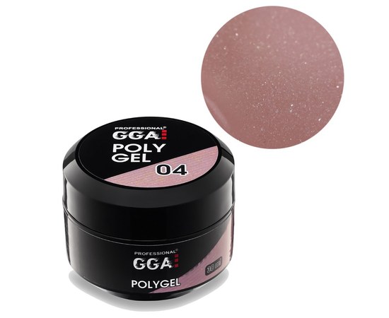 Зображення  Полігель для нарощування нігтів GGA Professional Polygel 30 мл №04 Pink Shimmer, Об'єм (мл, г): 30, Цвет №: 04