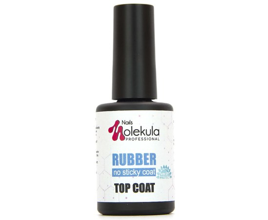 Изображение  Rubber top for gel polish without a sticky layer Nails Molekula Rubber No Sticky Top Coat 12 ml