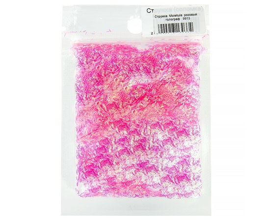 Изображение  Стружка-соломка Nails Molekula голографическая, розовая
