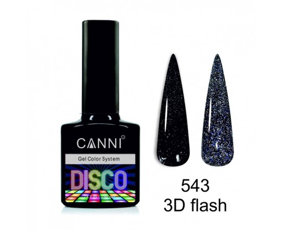 Изображение  Светоотражающий гель-лак Disco 3D flash CANNI №543 черно-синий, 7,3 мл, Цвет №: 543