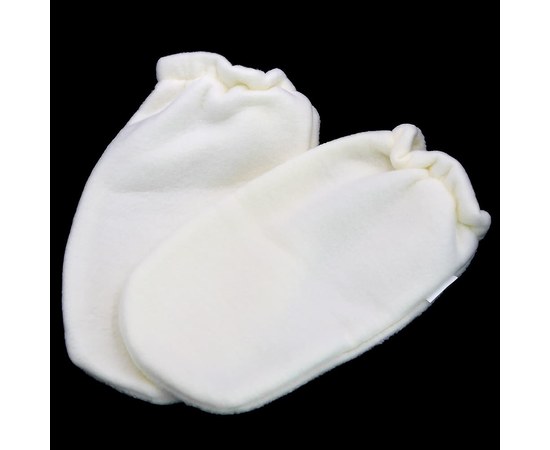 Изображение  Варежки для парафинотерапии Jerden Proff махра-флис, белые