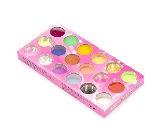 Изображение  Acrylic powder for nails Global Fashion, set of 18 colors
